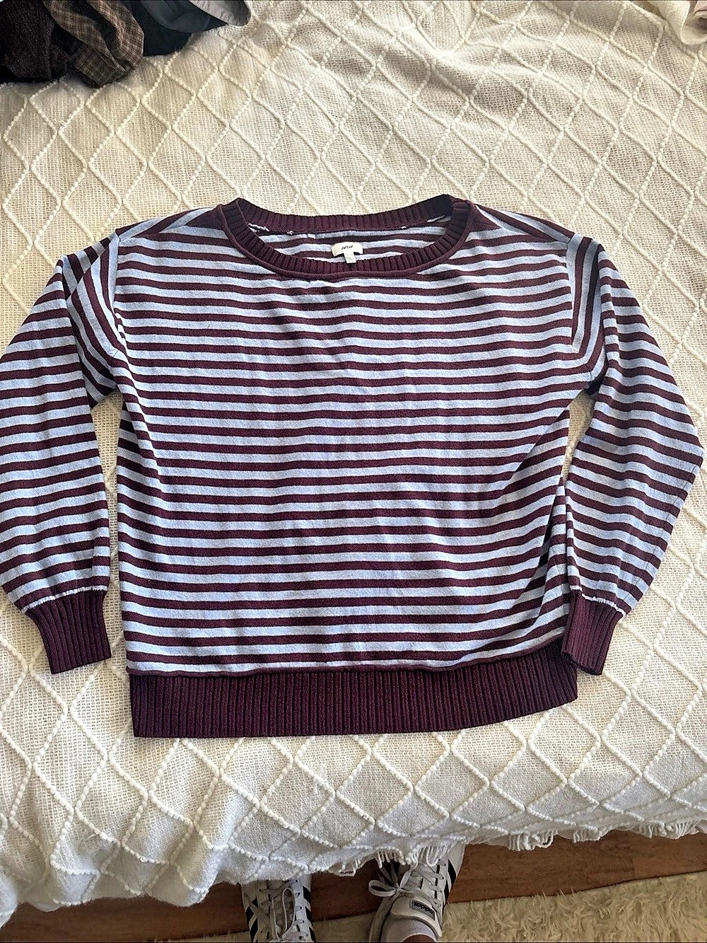 Aerie Striped Long Sleeve Sweater in Brown & Blue Size XS